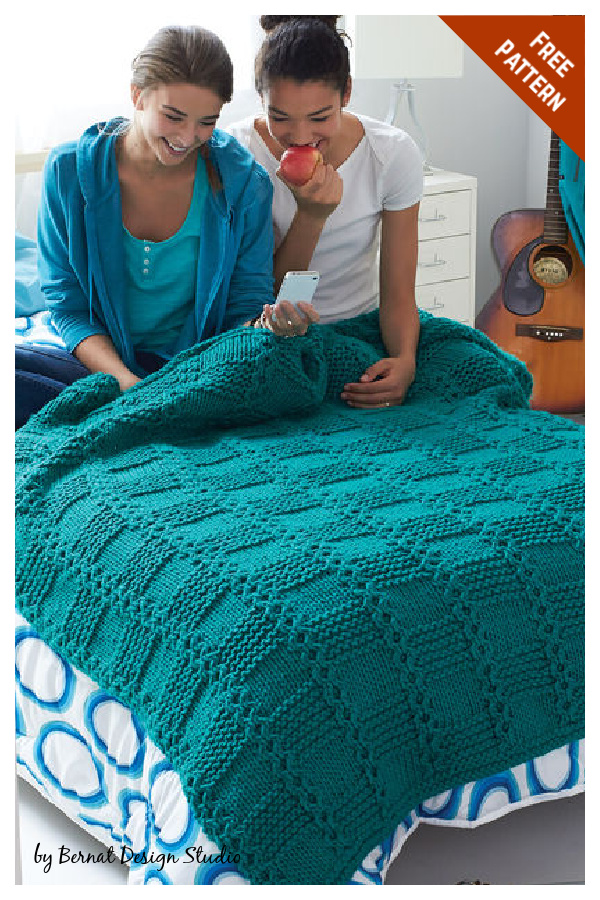Garter Blocks Blanket Free Knitting Pattern