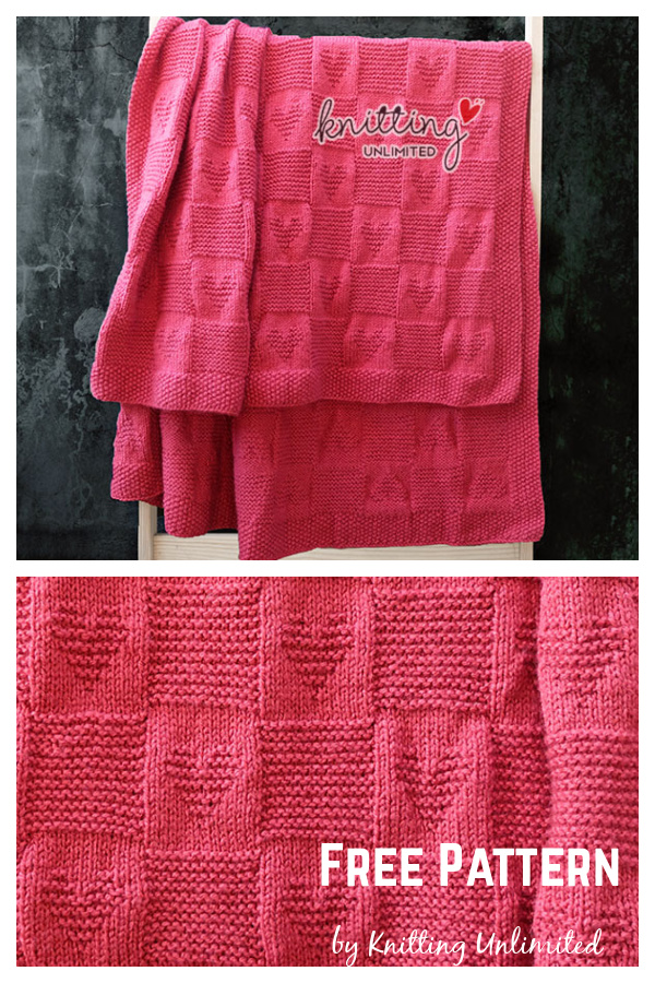 Valentine Heart Blanket Free Knitting Pattern