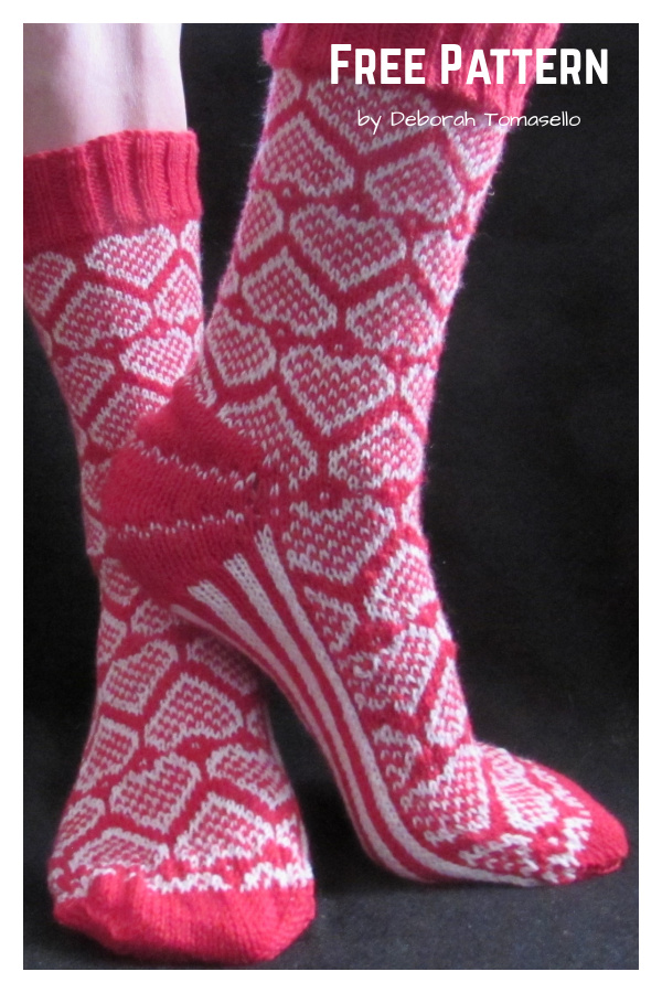 Heart and Sole Valentine's Socks Free Knitting Pattern