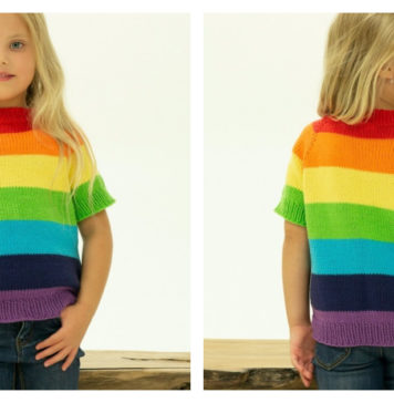 Rainbow Children’s T-Shirt Free Knitting Pattern