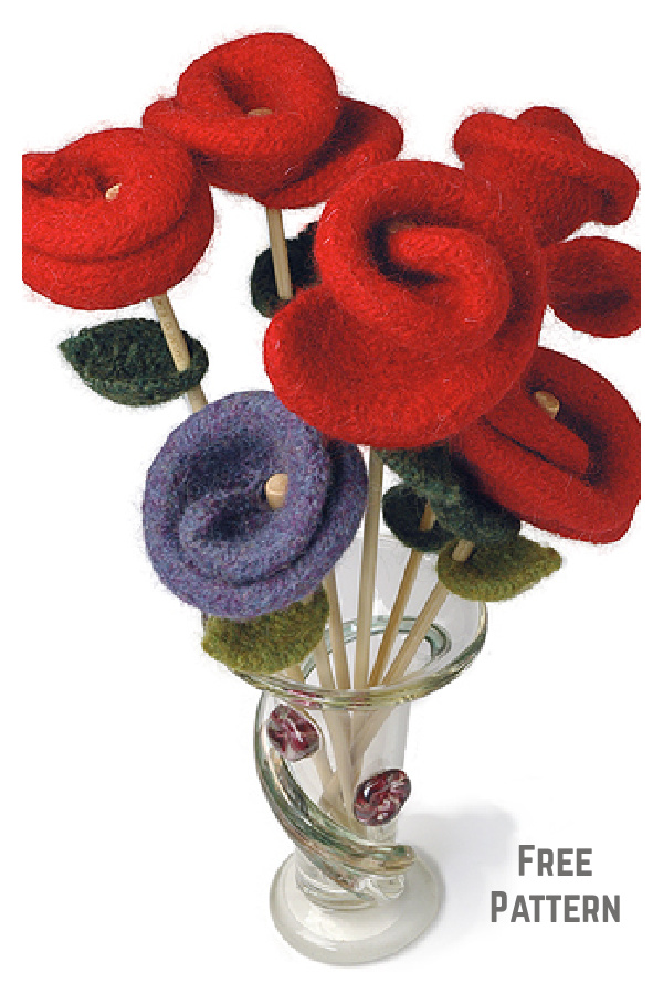 Peruvia Rose Flower Bouquet Free Knitting Pattern