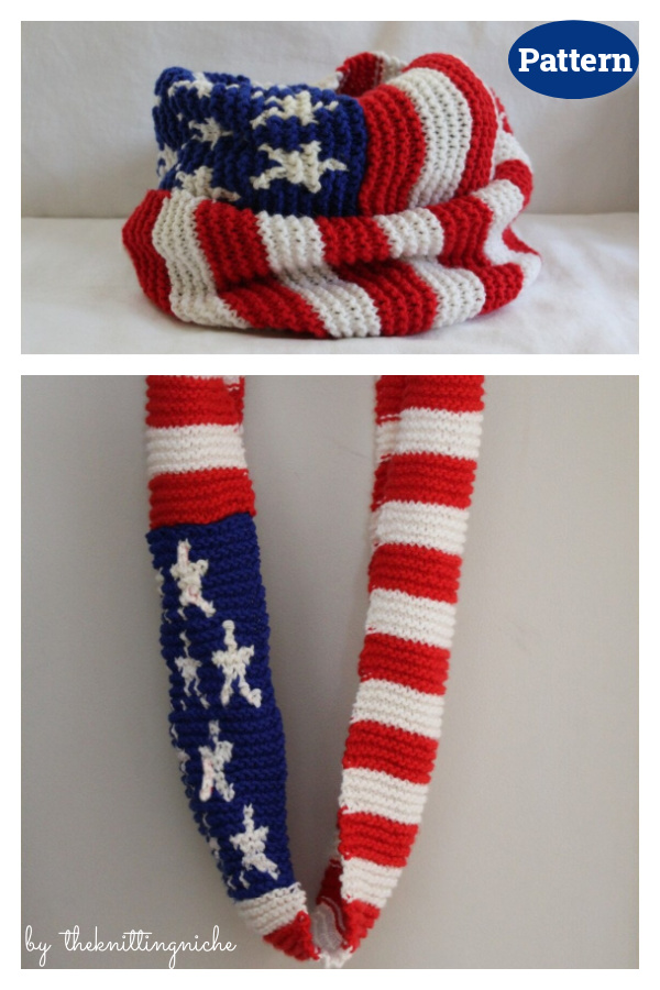 American Flag Infinity Scarf Knitting Pattern