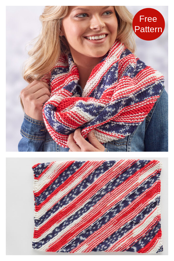 American Pride Knit Cowl Free Knitting Pattern