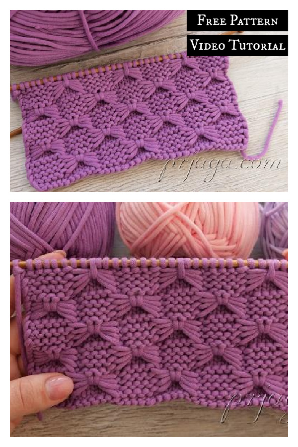 Bow Stitch Free Knitting Pattern and Video Tutorial