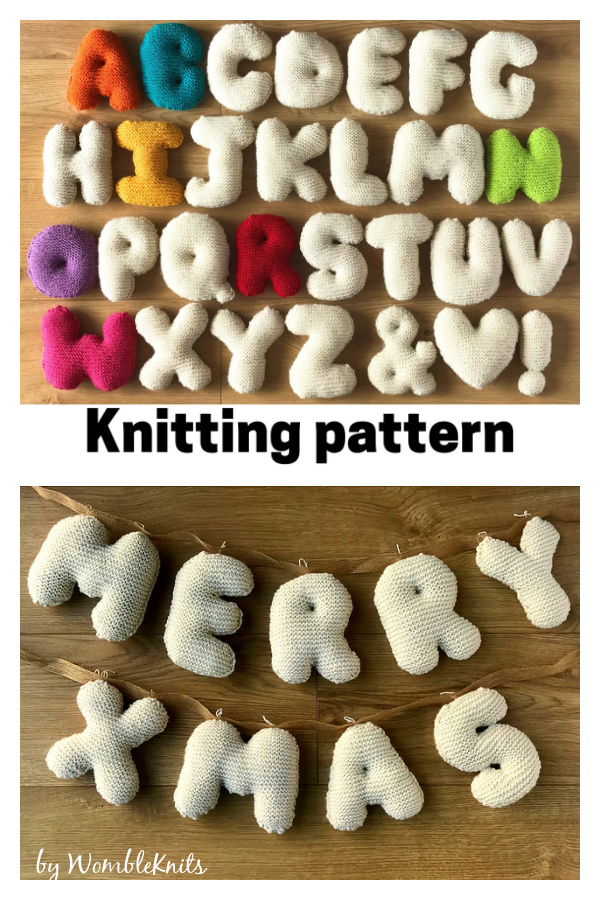 Bubble Writing Alphabet Knitting Pattern