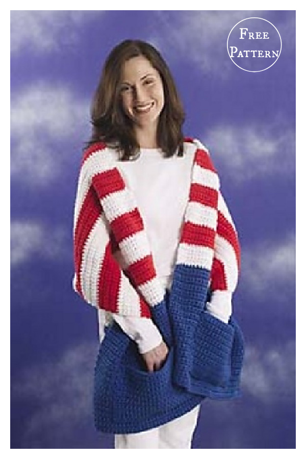 Patriotic Pocket Wrap Free Knitting Pattern