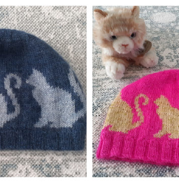 Cat Silhouette Hat Free Knitting Pattern