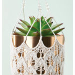 Mock Macramé Lace Plant Pot Hanger Free Knitting Pattern