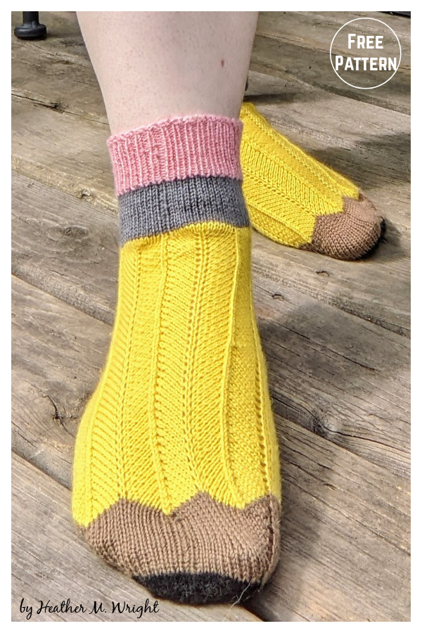 Needs Sharpening Pencil Socks Free Knitting Pattern
