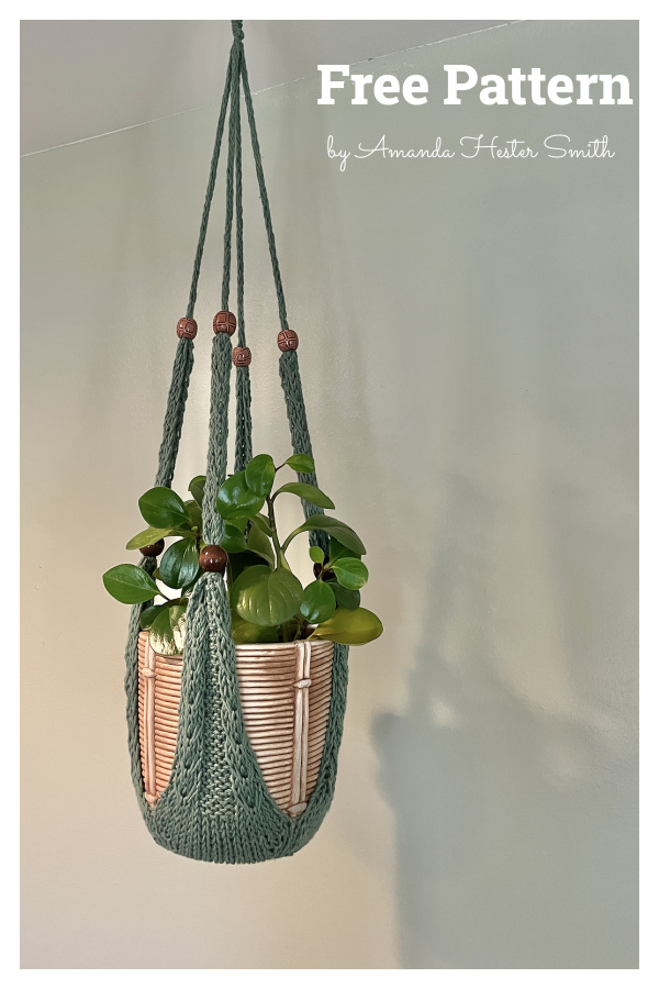 Cabled Plant Hanger Free Knitting Pattern
