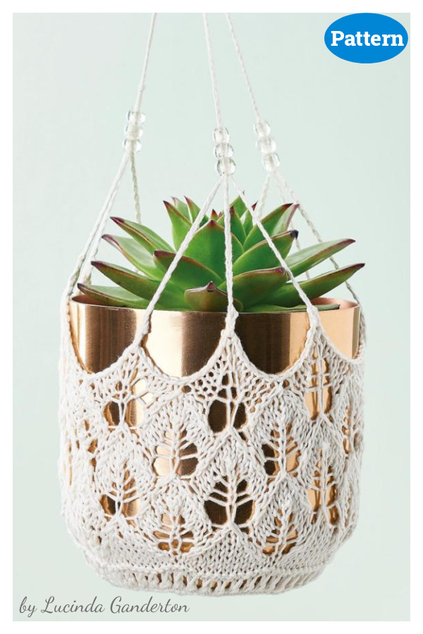 Mock Macramé Lace Plant Pot Hanger Knitting Pattern