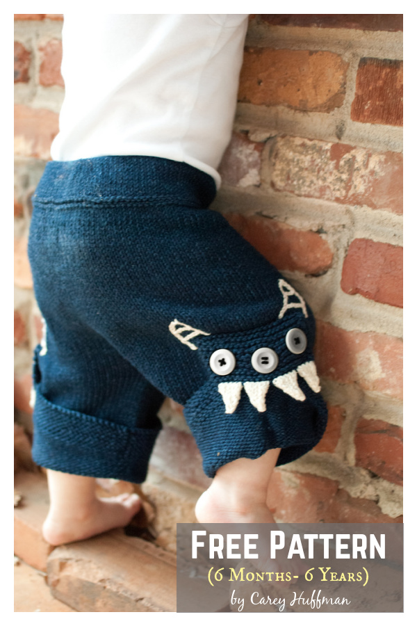 Chompers Monster Baby Pants Free Knitting Pattern
