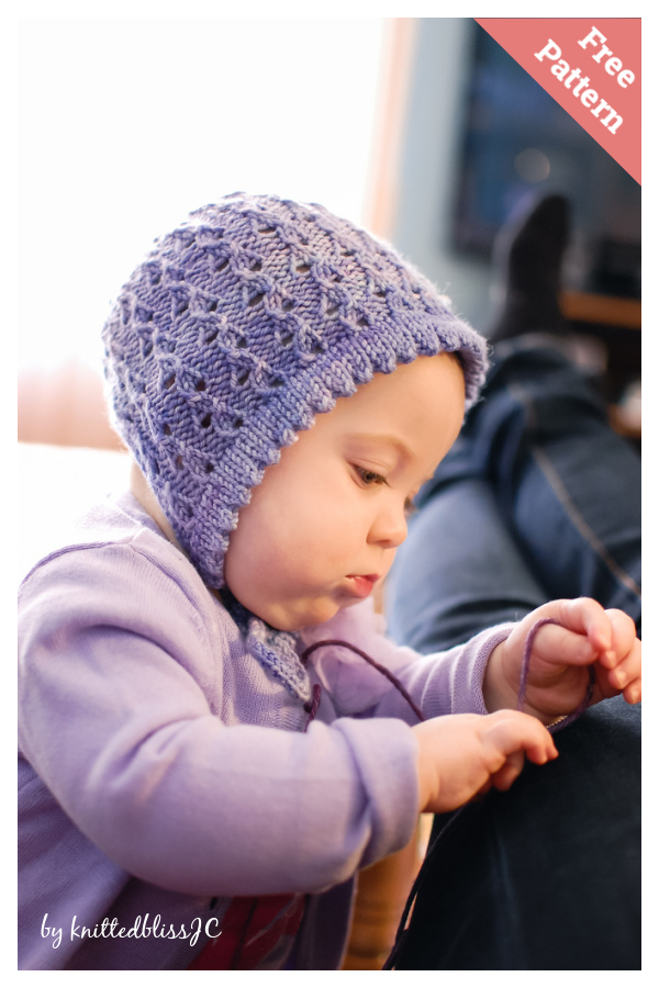 Lilacs for Lila Lace Baby Bonnet Free Knitting Pattern