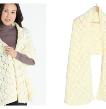 Rectangular Pointelle Shawl Free Knitting Pattern
