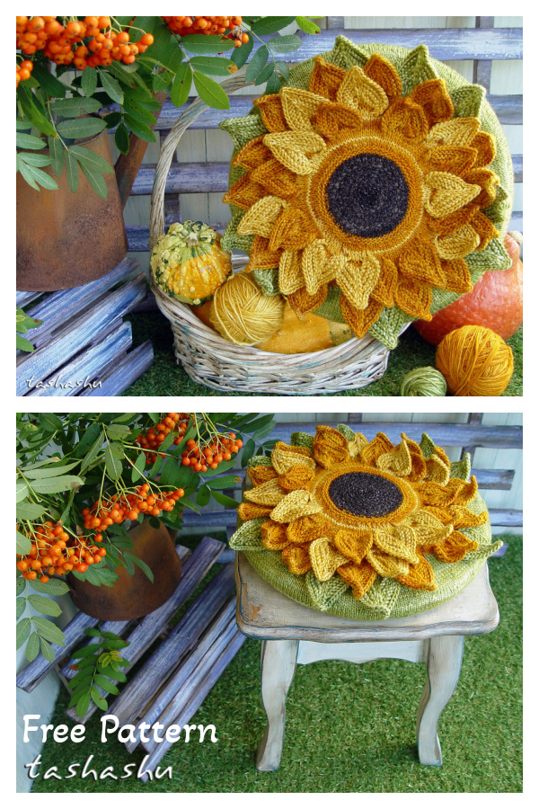 Decorative Sunflower Free Knitting Pattern