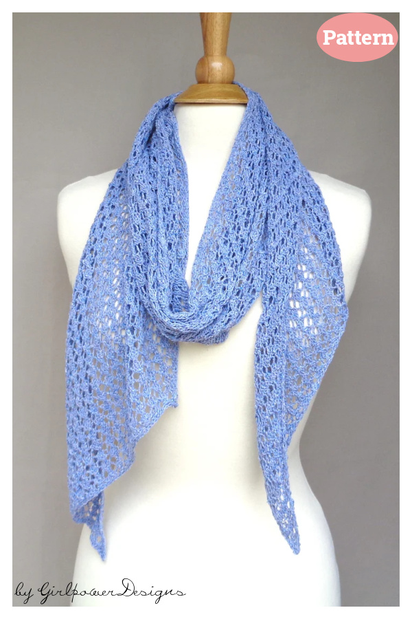 Diagonal Lace Scarf Knitting Pattern