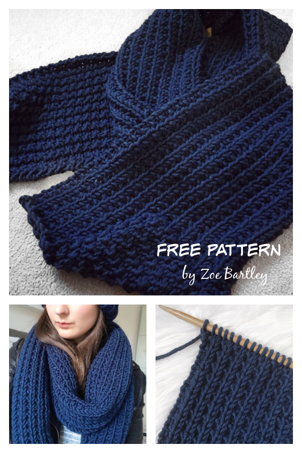 Blue Steel Chunky Scarf Free Knitting Pattern