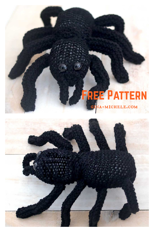Easy Flat Knit Halloween Spider Free Knitting Pattern