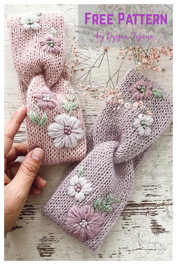 Floral Headband Free Knitting Pattern