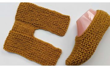 Mustard Flat Slipper Socks Free Knitting Pattern and Video Tutorial