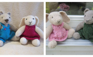 Rabbit and Bear Free Knitting Pattern