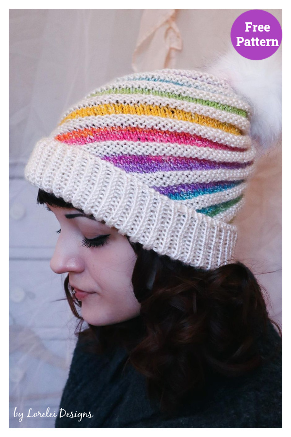 Striped Swirl Beanie Free Knitting Pattern