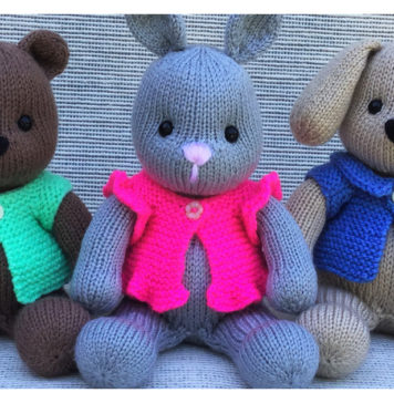 Cuddly Critters Bear Bunny and Puppy Free Knitting Pattern