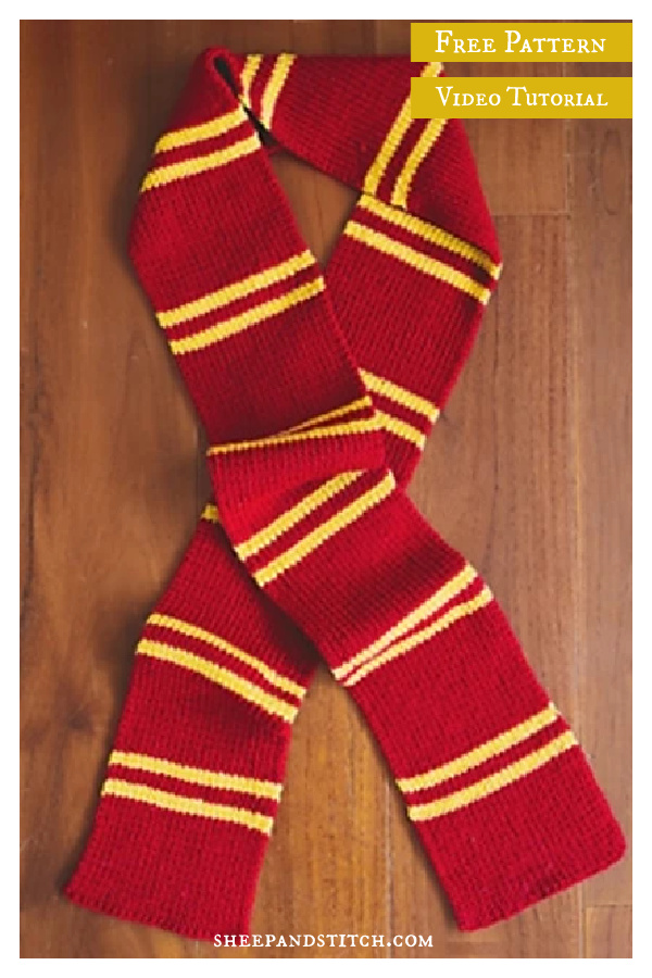 Harry Potter Scarf Free Knitting Pattern and Video Tutorial