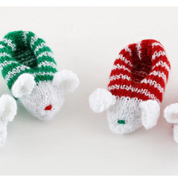 Holiday Mouse Slippers Free Knitting Pattern