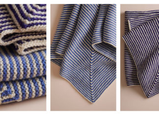 Little Mitered Stripes Blanket Free Knitting Pattern
