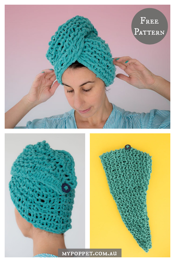 Shower Hair Turban Free Knitting Pattern