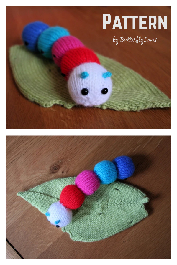 Baby Caterpillar with Leaf Knitting Pattern