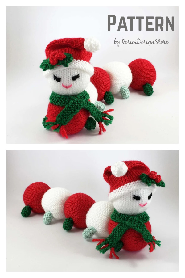 Christmas Caterpillar Toy Knitting Pattern