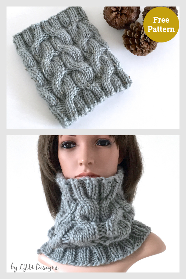 Chunky Alternating Cables Cowl Free Knitting Pattern