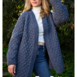 Claire’s Modern Blue Cardigan Free Knitting Pattern