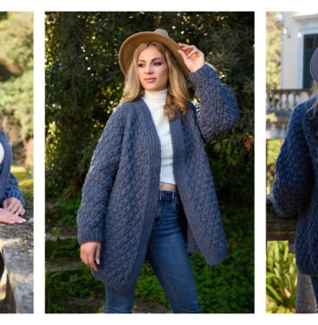 Claire's Modern Blue Cardigan Free Knitting Pattern