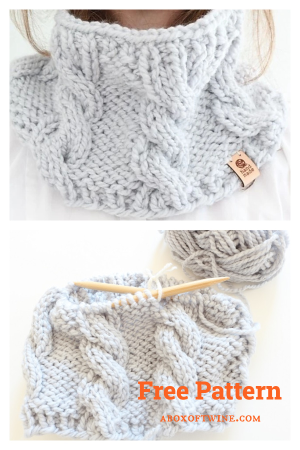 Easy Cable Cowl Free Knitting Pattern