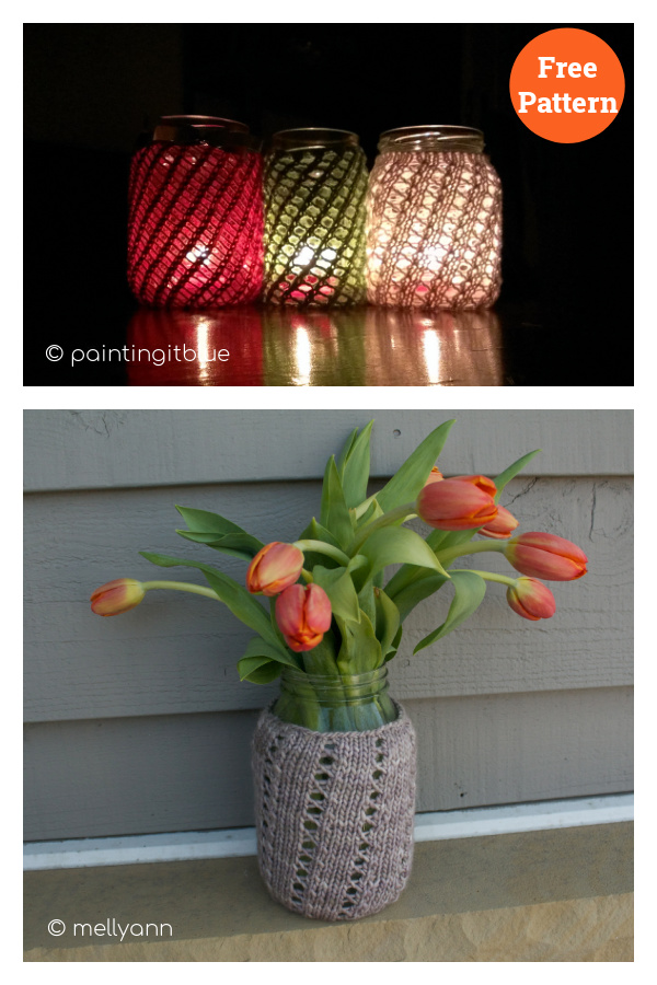 Easy Candle Cozy Free Knitting Pattern