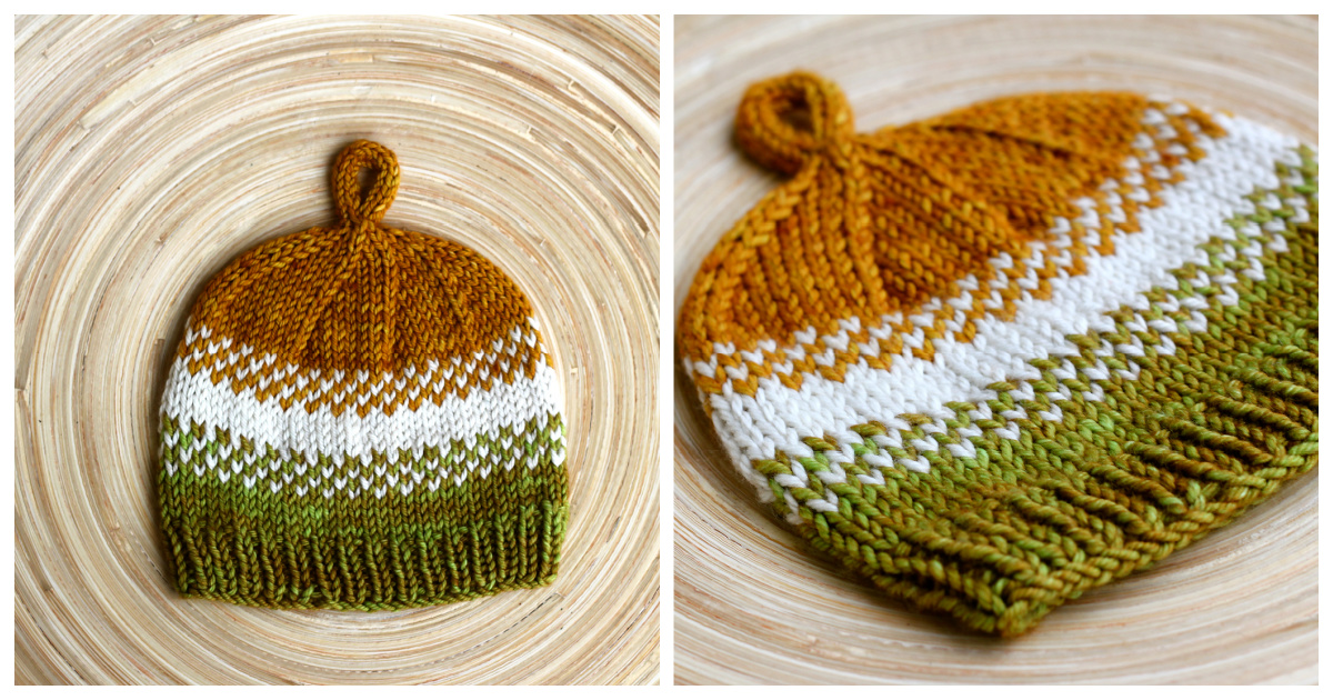 Golden Pear Baby Hat Free Knitting Pattern