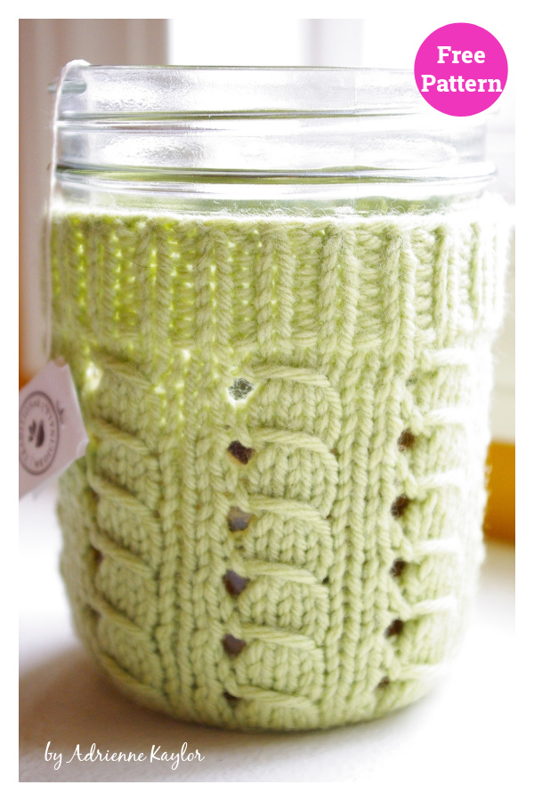 Little Windows Mason Jar Cozy Free Knitting Pattern