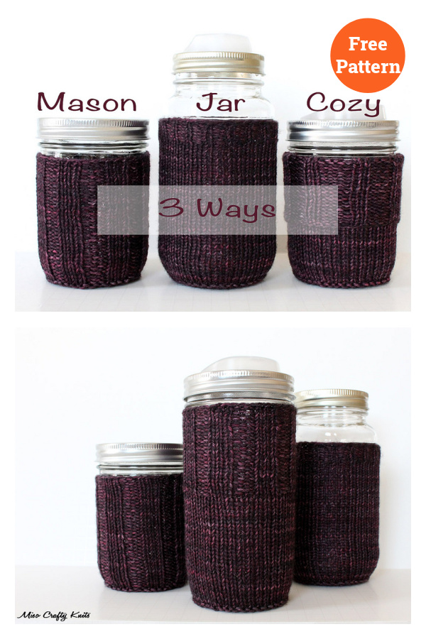 Mason Jar Cozy 3 Ways Free Knitting Pattern