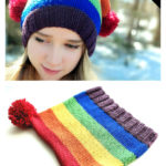Rainbow Square Hat Free Knitting Pattern