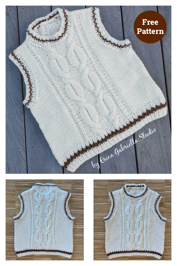 Snowfall Cabled Vest Free Knitting Pattern 