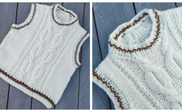 Snowfall Cabled Vest Free Knitting Pattern