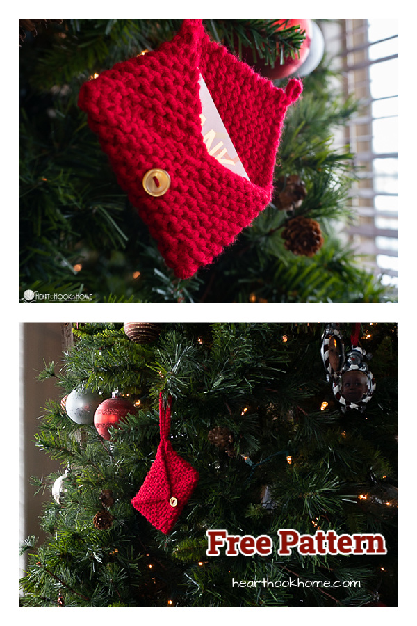 Gift Card Envelope Ornament Free Knitting Pattern