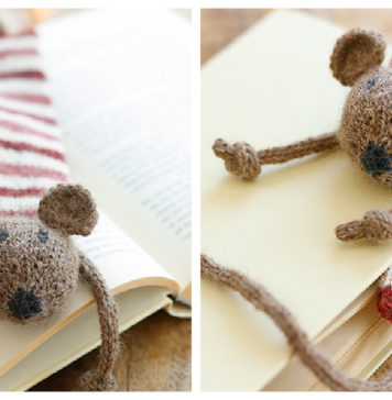 Library Mouse Bookmark Free Knitting Pattern