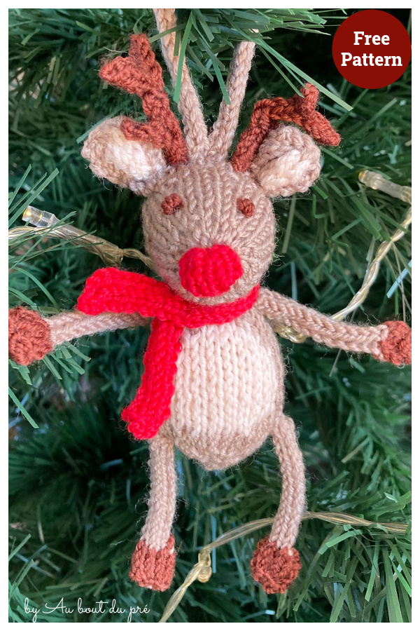Reindeer Ornament Free Knitting Pattern