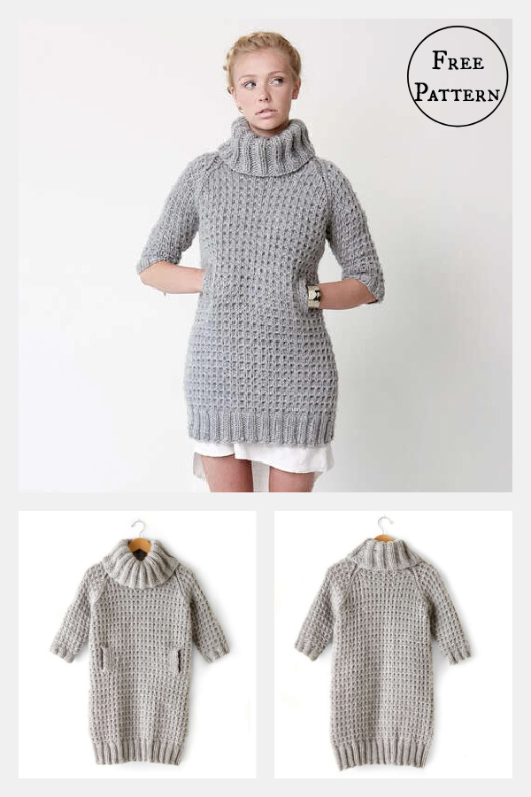 Slouchy Sweater Dress Free Knitting Pattern