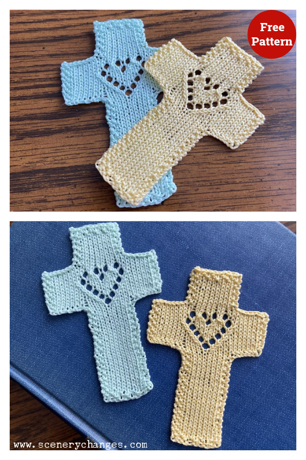 Heart of the Cross Bookmark Free Knitting Pattern