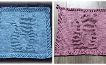 Kitty Love Washcloth Free Knitting Pattern